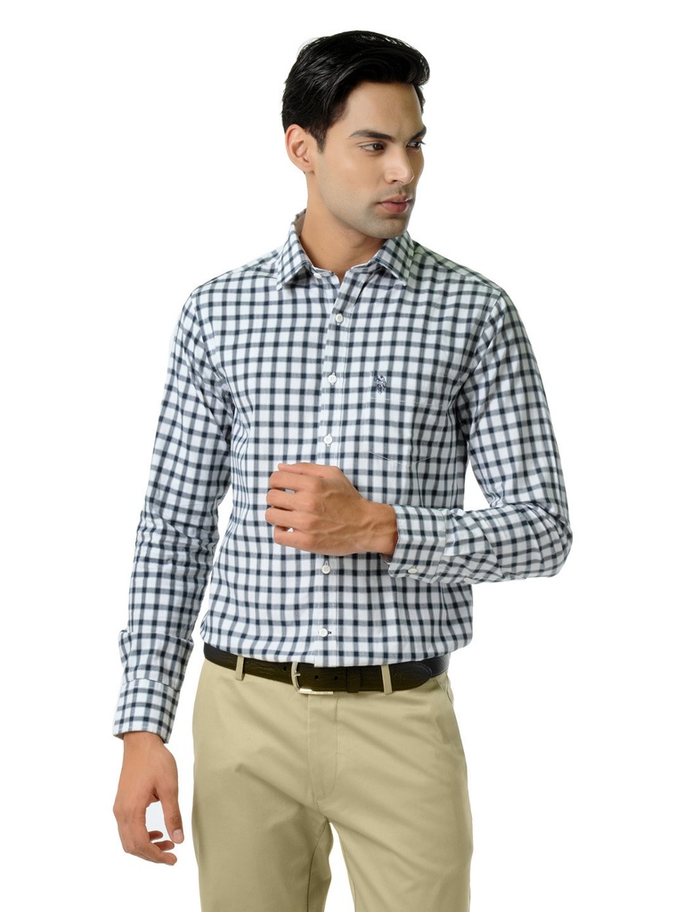 U.S. Polo Assn. Men White &amp; Navy Blue Shirt