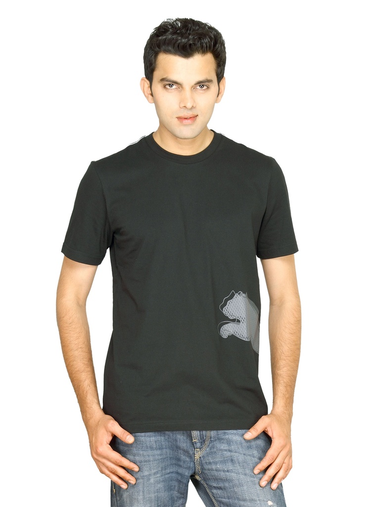 Puma Men's Black Graphic T-Shirt - Large Logo Design