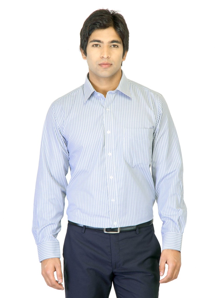 Mark Taylor Men's Striped Blue Casual Shirt - Effortless Style