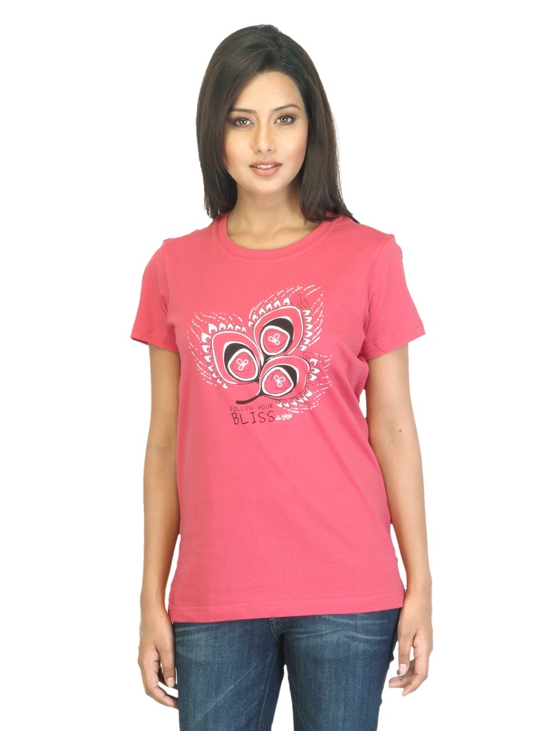 Urban Yoga Women’s Printed Pink T-shirt - Trendy Activewear