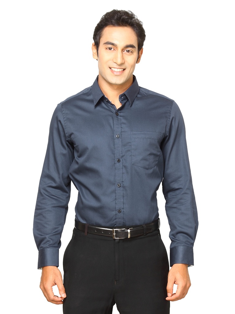 Indigo Nation Men Club Satin Hot Stepper Navy Blue Shirt