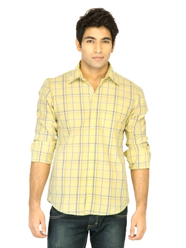 [KG-15984] Turtle Check Men Yellow Shirt