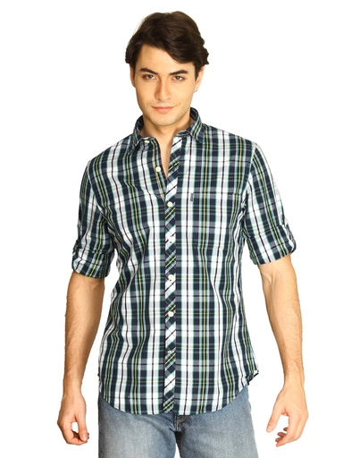 [KG-7158] Classic Green Check Shirt for Men by Scullers - Timeless Design