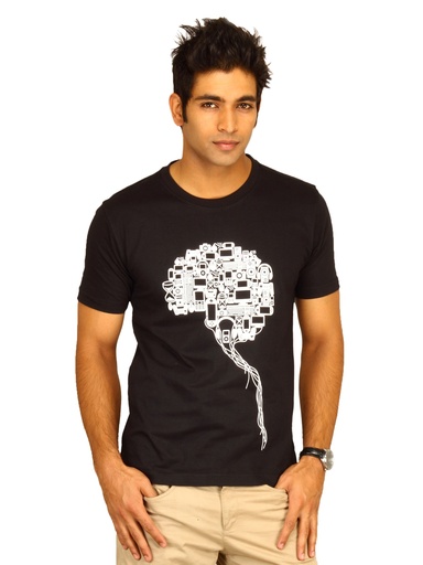 [KG-3365] Myntra Men's Brain Black Graphic T-shirt - Eye-catching &amp; Comfortable