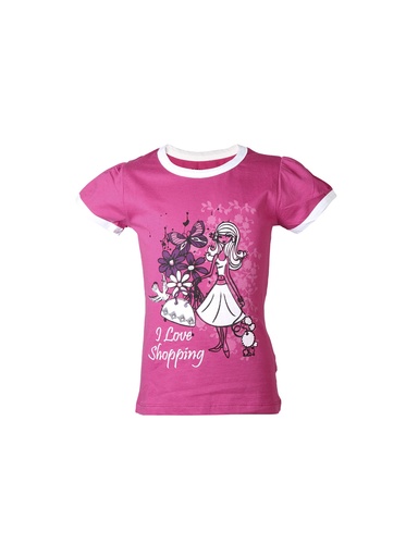 [KG-23623] Doodle Girls' Pink "I Love Shopping" Top - Cute and Playful Design