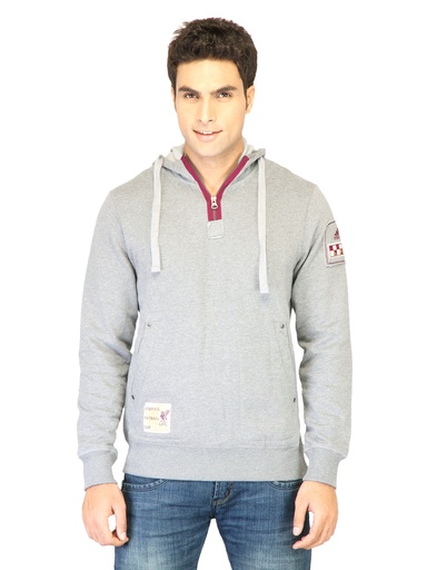 [KG-13089] Adidas Grey Lfc Auth Hooded Sweatshirt for Men - Stylish and Warm