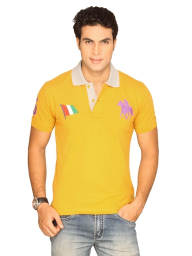 [KG-6287] Classic Polo Men's Swiss Yellow T-shirt - Vibrant and Casual