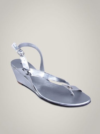 [KG-2627] Carlton London Women Silver Wedge Sandals - Comfortable &amp; Stylish