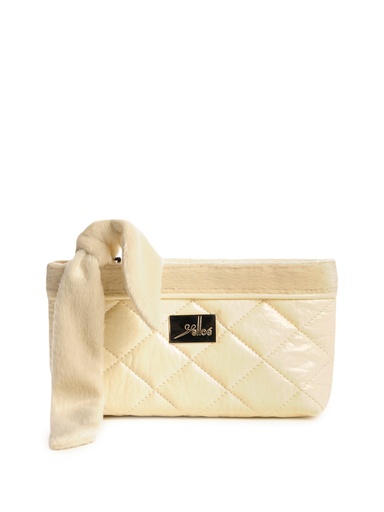 [KG-27045] Yelloe Off White Fur Zip Clutch