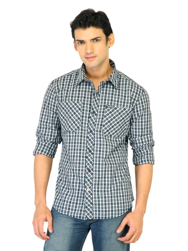 [KG-14055] Flying Machine Men Check Green Shirts