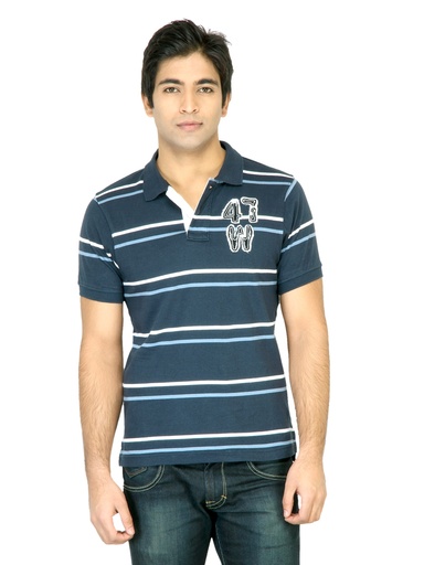 [KG-20260] Wrangler Men Applique Navy Blue Tshirt