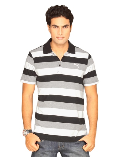 [KG-5891] Puma Men's Stripe Polo Black T-shirt
