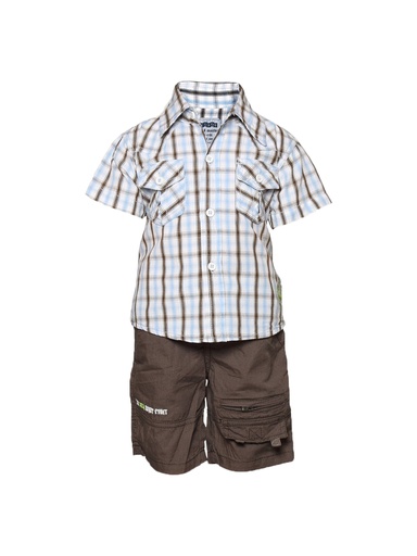 [KG-4943] Gini and Jony Boy's Kaleb White Brown Kidswear - Stylish Casual Outfit