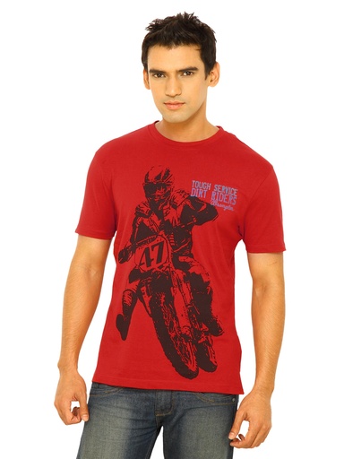 [KG-10866] Wrangler Men Motor Rider Red T-Shirts
