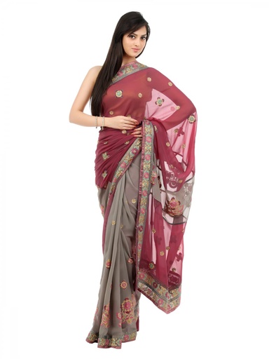 [KG-59607] FNF Pink &amp; Grey Wedding Collection Sari