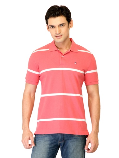 [KG-13419] United Colors of Benetton Men Solid Pink Polo T-shirts